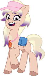 Size: 650x1094 | Tagged: safe, artist:prixy05, earth pony, pony, g5, my little pony: tell your tale, bailey (wild manes), female, freckles, mare, ponified, simple background, solo, style emulation, transparent background, vector, visor, wild manes