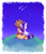 Size: 1650x1900 | Tagged: safe, artist:whitediamonds, applejack, rarity, earth pony, pony, unicorn, rarijack daily, g4, applejack's hat, cowboy hat, cuddling, duo, duo female, female, grass, hat, horn, lesbian, mare, night, night sky, outdoors, rear view, ship:rarijack, shipping, shooting star, signature, sitting, sky, snuggling, stars, tail, underhoof