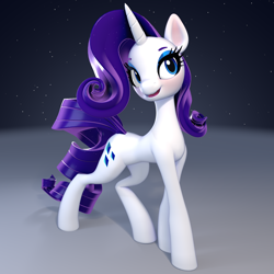 Size: 2000x2000 | Tagged: safe, artist:poole, rarity, pony, unicorn, g4, 3d, 3d model, horn, slender, solo, thin