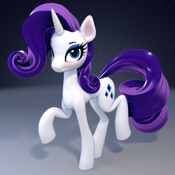 Size: 2000x2000 | Tagged: safe, artist:poole, rarity, pony, unicorn, g4, 3d, 3d model, concave belly, horn, slender, solo, thin