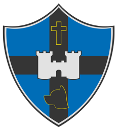 Size: 3834x4148 | Tagged: safe, artist:otl crafts, oc, oc only, oc:firm stance, blazon, castle, coat of arms, cross, high res, shield, silhouette, simple background, solo, transparent background