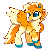 Size: 100x100 | Tagged: safe, artist:bishopony, oc, oc only, oc:papaya, pegasus, pony, 2022, animated, artfight, blue eyes, blue hooves, coat markings, colored belly, colored hooves, colored wings, colored wingtips, cream wingtips, digital art, eyelashes, facial markings, female, frame by frame, gif, gift art, hooves, looking down, mare, mare oc, old art, one wing out, orange coat, pale belly, pegasus oc, picture for breezies, pixel animation, pixel art, raised hoof, simple background, smiling, socks (coat markings), solo, spiky mane, spiky tail, standing, star (coat marking), tail, transparent background, two toned mane, two toned tail, two toned wings, wings
