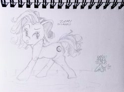 Size: 4000x2962 | Tagged: safe, artist:zamiración, oc, oc only, earth pony, cute, monochrome, pencil drawing, photo, sketch, solo, traditional art