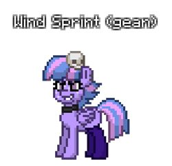 Size: 324x312 | Tagged: safe, wind sprint, pegasus, pony, pony town, g4, clothes, collar, eyeshadow, female, filly, foal, makeup, pet play, simple background, skull, socks, solo, transparent background