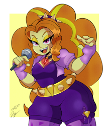 Size: 1928x2226 | Tagged: safe, artist:lonercroissant, adagio dazzle, human, equestria girls, g4, my little pony equestria girls: rainbow rocks, disguise, disguised siren, female, gem, looking at you, microphone, open mouth, singing, siren gem, solo, wide hips