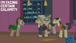 Size: 2000x1125 | Tagged: safe, edit, edited screencap, screencap, colter sobchak, doctor whooves, jeff letrotski, theodore donald "donny" kerabatsos, time turner, earth pony, pony, g4, season 5, slice of life (episode), male, stallion, the big lebowski