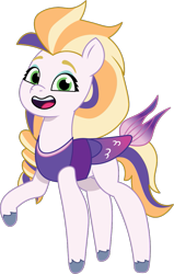 Size: 693x1092 | Tagged: safe, artist:prixy05, earth pony, pony, g5, my little pony: tell your tale, clothes, female, finley (wild manes), mare, ponified, simple background, solo, style emulation, swimsuit, transparent background, vector, wild manes