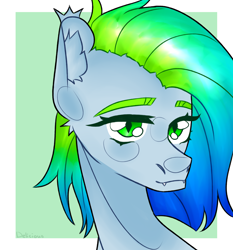 Size: 2988x3211 | Tagged: safe, artist:delicious, oc, oc only, oc:sugar acid, bat pony, bust, ear fluff, passepartout, portrait, smiling, solo