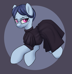 Size: 2791x2841 | Tagged: safe, artist:dumbwoofer, paisley bluebell, earth pony, pony, g5, clothes, dress, female, glasses, looking at you, maid, mare, simple background, smiling, smiling at you, solo