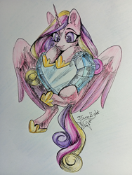 Size: 3012x4000 | Tagged: safe, artist:jsunlight, princess cadance, alicorn, pony, g4, crystal heart, female, mare, solo, traditional art