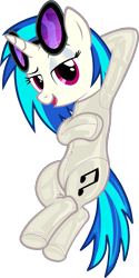 Size: 1079x2158 | Tagged: safe, alternate version, artist:mrlolcats17, edit, editor:anonymous, dj pon-3, vinyl scratch, pony, unicorn, g4, /mlp/ latex requests, armpits, bedroom eyes, belly, belly button, female, hooves, horn, latex, latex suit, lying down, mare, mask, masking, open mouth, png, seams, simple background, solo, sunglasses, tail, transparent background, vector, vinyl's glasses