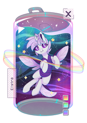 Size: 751x1063 | Tagged: safe, artist:wavecipher, oc, oc only, oc:elytra, changedling, changeling, changedling oc, changeling oc, digital art, drink, purple changeling, simple background, soda can, solo, transparent background, white changeling