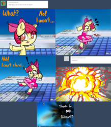 Size: 2562x2936 | Tagged: safe, artist:arielsbx, apple bloom, pony, ask little applebloom, g4, clothes, explosion, microsoft windows, milestone, minesweeper, solo, tutu, windows 7