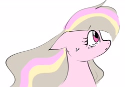 Size: 2048x1433 | Tagged: safe, artist:petaltwinkle, oc, oc only, oc:petal twinkle, pegasus, pony, crying, female, floppy ears, looking up, mare, ponysona, profile, simple background, solo, white background, windswept mane