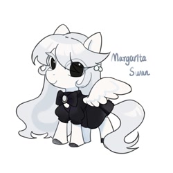 Size: 1000x1000 | Tagged: safe, artist:tabithaqu, oc, oc only, oc:margarita swan, pegasus, pony, chibi, clothes, dress, female, mare, simple background, solo, white background