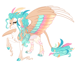 Size: 4100x3400 | Tagged: safe, artist:gigason, oc, oc only, oc:macaw, hippogriff, cloven hooves, colored wings, leonine tail, magical lesbian spawn, multicolored wings, obtrusive watermark, offspring, parent:gilda, parent:princess celestia, simple background, solo, tail, transparent background, watermark, wings