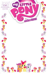 Size: 477x733 | Tagged: safe, idw, apple bloom, scootaloo, sweetie belle, earth pony, pegasus, pony, unicorn, g4, micro-series #7, my little pony micro-series, comic cover, cover, cover art, cutie mark crusaders, female, filly, foal, horn, my little pony logo, simple background, variant cover, white background