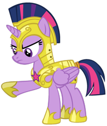 Size: 1045x1225 | Tagged: safe, artist:eyvaricko, artist:twilyisbestpone, twilight sparkle, alicorn, pony, g4, armor, base used, female, frown, helmet, hoof shoes, looking at something, mare, pointing, royal guard, royal guard armor, royal guard twilight sparkle, simple background, solo, transparent background, twilight sparkle (alicorn), wrong eye shape