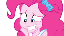 Size: 2160x1216 | Tagged: safe, artist:blockslikepl, edit, edited screencap, screencap, pinkie pie, human, equestria girls, g4, background removed, female, nervous, nervous smile, simple background, smiling, solo, sweat, transparent background