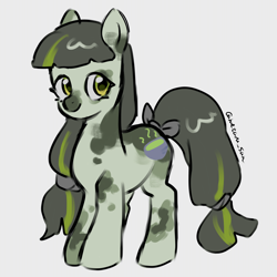 Size: 4096x4096 | Tagged: safe, artist:metaruscarlet, oc, oc only, oc:sawa (ice1517), earth pony, pony, earth pony oc, gray background, looking at you, ribbon, simple background, solo, spotted