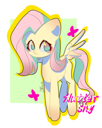 Size: 1017x1280 | Tagged: safe, artist:xiuhua93184, fluttershy, pegasus, pony, g4, abstract background, color outline, female, mare, simple background, solo, white background