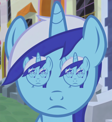 Size: 3092x3368 | Tagged: safe, edit, edited screencap, screencap, minuette, amending fences, g4, abomination, cropped, cyriak, impetigore (indonesia), mare stare, not salmon, recursion, shitposting, solo, wat