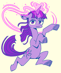 Size: 800x951 | Tagged: safe, artist:starstation, twilight sparkle, pony, unicorn, g4, >:3, floppy ears, horn, looking at you, magic, simple background, solo, unicorn twilight, white background