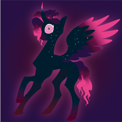 Size: 2101x2101 | Tagged: safe, artist:prixy05, misty brightdawn, alicorn, pony, g5, alicornified, alternate timeline, alternate universe, colored horn, colored wings, concave belly, corrupted, curved horn, dark background, dark magic, female, glowing, glowing eyes, gradient hair, gradient hooves, gradient horn, gradient wings, gradient wingtips, horn, lineless, magic, mare, mistycorn, nightmare brightdawn, nightmare misty, nightmare misty brightdawn, nightmarified, purple background, race swap, ribs, simple background, skinny, solo, sombra horn, spotted coat, thin, wings