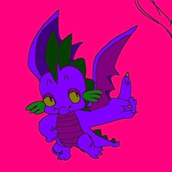 Size: 498x498 | Tagged: safe, artist:msponies, spike, dragon, g4, male, pink background, simple background, solo, winged spike, wings