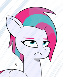 Size: 2012x2429 | Tagged: safe, artist:frownfactory, zipp storm, pegasus, pony, g5, my little pony: tell your tale, female, rain, solo, unamused, wet, wet mane, wet mane zipp storm, zipp storm is not amused