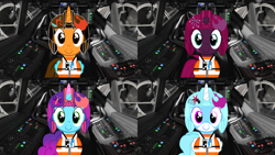 Size: 7680x4320 | Tagged: safe, artist:star-armour95, misty brightdawn, tempest shadow, oc, oc:ej, oc:jemima sparkle, alicorn, pony, unicorn, g4, g5, female, g5 to g4, generation leap, horn, male, mare, stallion, star wars