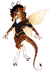 Size: 3500x5100 | Tagged: safe, artist:gigason, oc, oc only, oc:wasp, hybrid, black and yellow, offspring, parent:capper dapperpaws, simple background, solo, transparent background