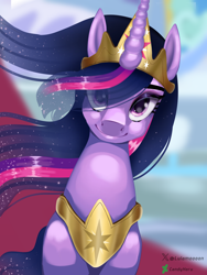 Size: 2304x3072 | Tagged: safe, artist:lulamoooon, twilight sparkle, alicorn, pony, g4, crown, female, gold, jewelry, mare, older, older twilight, older twilight sparkle (alicorn), peytral, princess twilight 2.0, regalia, solo, twilight sparkle (alicorn)