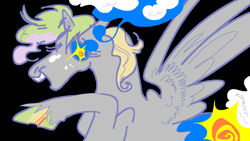 Size: 1440x810 | Tagged: safe, artist:msponies, alicorn, pony, g4, black background, fusion:derpy hooves, fusion:princess celestia, simple background, solo