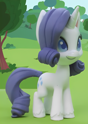 Size: 1264x1780 | Tagged: safe, screencap, rarity, pony, unicorn, g4, g4.5, gem of a problem, my little pony: stop motion short, cropped, cute, horn, smiling, solo, tree