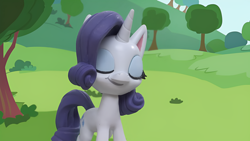 Size: 1920x1080 | Tagged: safe, screencap, rarity, pony, unicorn, g4, g4.5, gem of a problem, my little pony: stop motion short, cute, horn, smiling, solo, tree