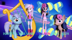 Size: 2048x1152 | Tagged: safe, artist:gaelgaming1, bon bon, lyra heartstrings, sweetie drops, earth pony, human, pony, unicorn, equestria girls, g4, 3d, duo, duo female, female, horn, human ponidox, lyra and bon bon day, self paradox, self ponidox, source filmmaker