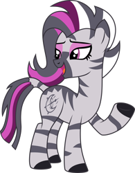 Size: 1160x1490 | Tagged: safe, artist:crabbito, edit, vector edit, oc, oc only, oc:vivienne zabrina, zebra, base used, female, highlights, makeup, punk, simple background, solo, stripes, transparent background, vector, zebra oc