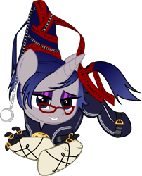 Size: 3013x3736 | Tagged: safe, artist:crabbito, edit, vector edit, oc, oc only, oc:moonlit silver, pony, unicorn, base used, bayonetta, beehive hairdo, belts, bodysuit, clothes, cosplay, costume, eyelashes, eyeshadow, glasses, gloves, gradient mane, gradient tail, gray coat, horn, lidded eyes, lip bite, looking at you, makeup, ribbon, simple background, skintight clothes, solo, sultry, sultry pose, tail, unicorn oc, vector, witch