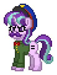 Size: 184x244 | Tagged: safe, artist:drmht, starlight glimmer, pony, unicorn, pony town, g4, cap, clothes, communism, costume, equal cutie mark, female, hat, horn, josef stalin, simple background, solo, stalin glimmer, white background