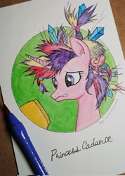 Size: 1462x2048 | Tagged: safe, artist:daisymane, princess cadance, alicorn, pony, g4, games ponies play, bad hair, bust, female, mare, messy mane, solo, traditional art