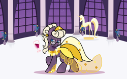 Size: 2250x1406 | Tagged: safe, artist:paperbagpony, oc, oc only, oc:libra lavanda, body freckles, clothes, dress, freckles, gala dress, glasses, solo