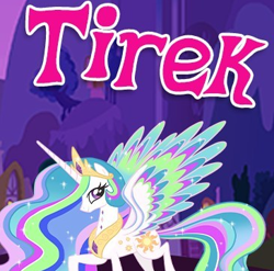 Size: 364x360 | Tagged: safe, gameloft, princess celestia, alicorn, pony, g4, my little pony: magic princess, blatant lies, cropped, crown, english, ethereal mane, female, horn, implied lord tirek, jewelry, lies, mare, meme, regalia, solo, spread wings, text, wings, wow! glimmer, wrong