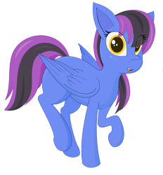 Size: 4554x4906 | Tagged: safe, artist:modera, oc, oc only, pegasus, 2024 community collab, derpibooru community collaboration, bangs, blue coat, eye clipping through hair, eyelashes, folded wings, freckles, looking at you, open mouth, open smile, pegasus oc, raised hoof, raised leg, simple background, smiling, smiling at you, solo, standing on two hooves, tail, transparent background, two toned mane, two toned tail, wings, yellow eyes