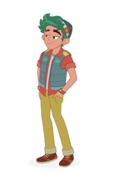 Size: 682x1024 | Tagged: safe, anonymous artist, edit, edited screencap, screencap, timber spruce, human, equestria girls, g4, my little pony equestria girls: better together, star crossed, beanie, button-up shirt, clothes, denim, hand in pocket, hat, jeans, lidded eyes, low quality, male, not a vector, pants, shirt, shoes, simple background, solo, transparent background, undershirt, vest, wristband