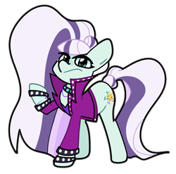 Size: 900x888 | Tagged: safe, artist:kindakismet, coloratura, earth pony, pony, g4, clothes, countess coloratura, female, jacket, mare, missing accessory, simple background, solo, transparent background