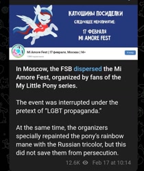 Size: 1079x1283 | Tagged: safe, 2024 mi amore fest drama, convention, fsb, irl, mi amore fest, moscow, photo, russia, telegram