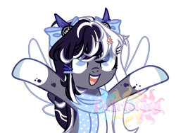 Size: 952x716 | Tagged: safe, artist:patriciava, oc, oc only, oc:oreo cream, pegasus, pony, base used, bow, clothes, female, hair bow, horns, mare, scarf, simple background, solo, transparent background, twin bows