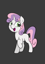 Size: 3508x4960 | Tagged: safe, artist:itchystomach, sweetie belle, pony, unicorn, g4, cute, diasweetes, gray background, happy, horn, simple background, smiling, solo