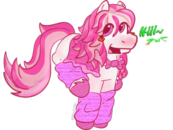 Size: 2160x1620 | Tagged: safe, artist:felixmcfurry, :d, >w<, barely pony related, blushing, bowtie, candi (wild manes), clothes, female, glittery, leg warmers, mare, open mouth, open smile, simple background, smiling, solo, text, transparent background, unshorn fetlocks, wild manes